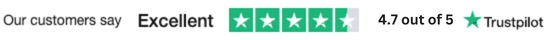 4.7 out of five star rating on Trustpilot